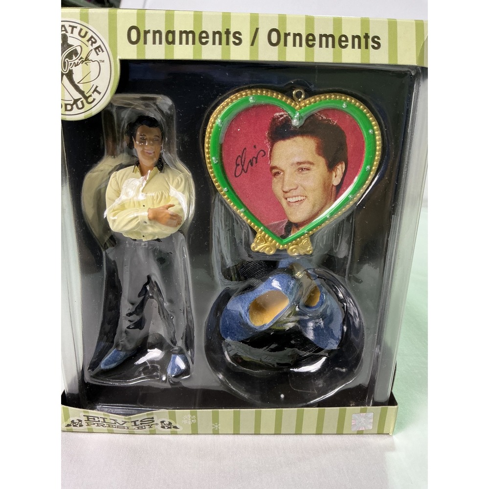 Elvis Presley Signature Product 3pc Ornament Set Blue Suede Shoes Retro New